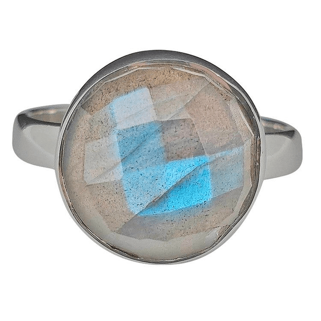 Bague en Argent Sterling et Labradorite Facettée - Taille 58