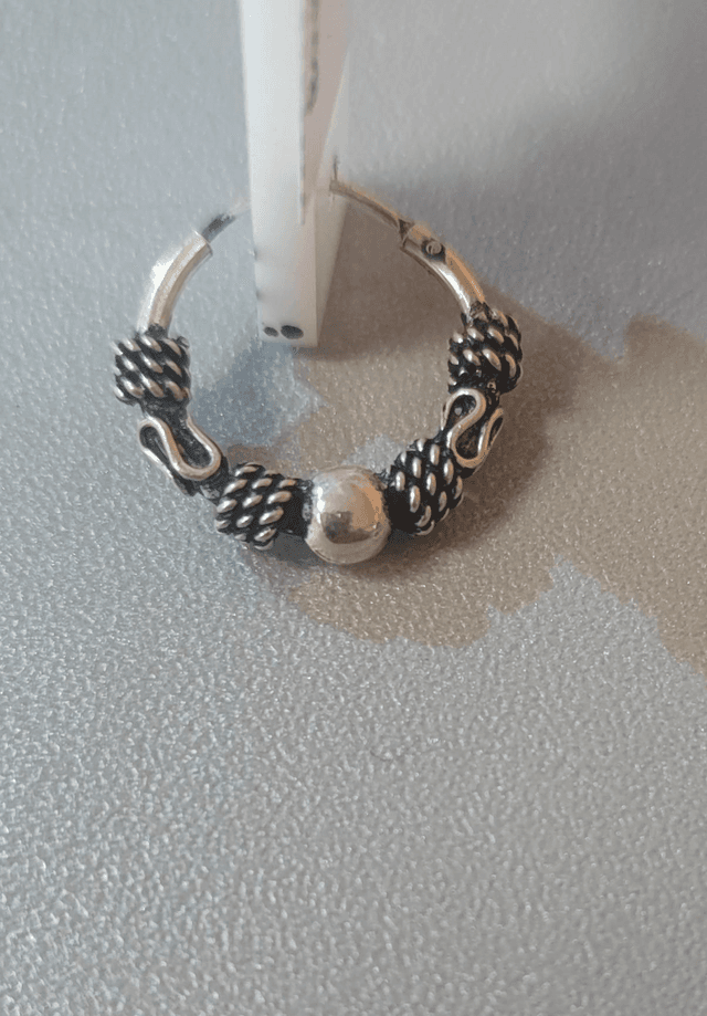 Créoles &quot;Nœuds et Sphère&quot; en Argent Vieilli