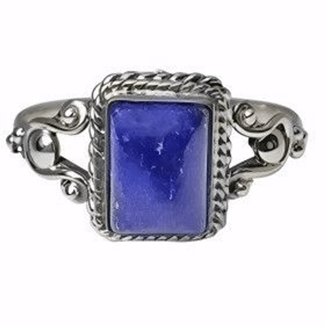 Bague en Argent 925 avec Lapis Lazuli, Rectangulaire - Taille 58