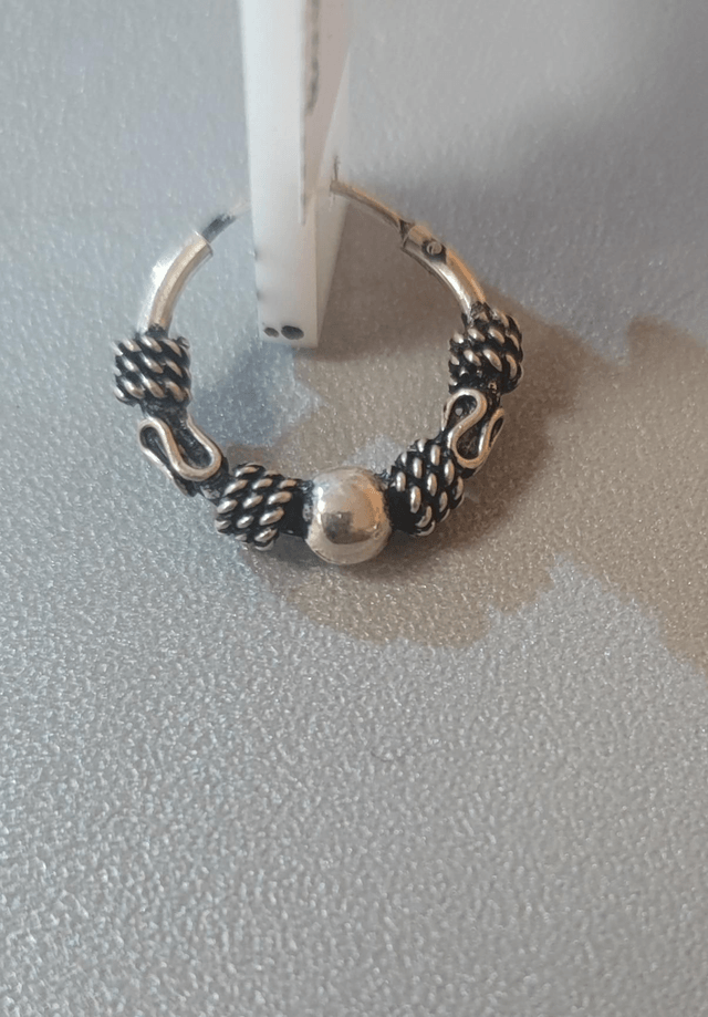 Créoles "Nœuds et Sphère" en Argent Vieilli